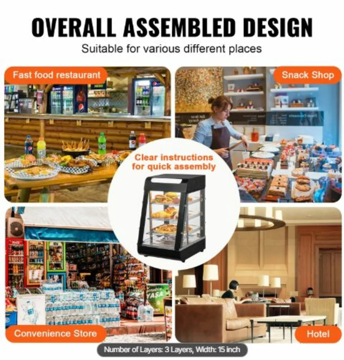 3-Tier Commercial Food Warmer Display, 1000W Food - Image 3