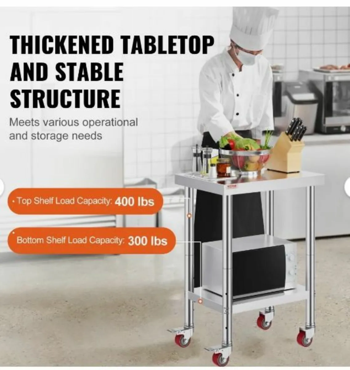 Stainless Steel Work Table 24 x 18 x 34 Inch - Image 3