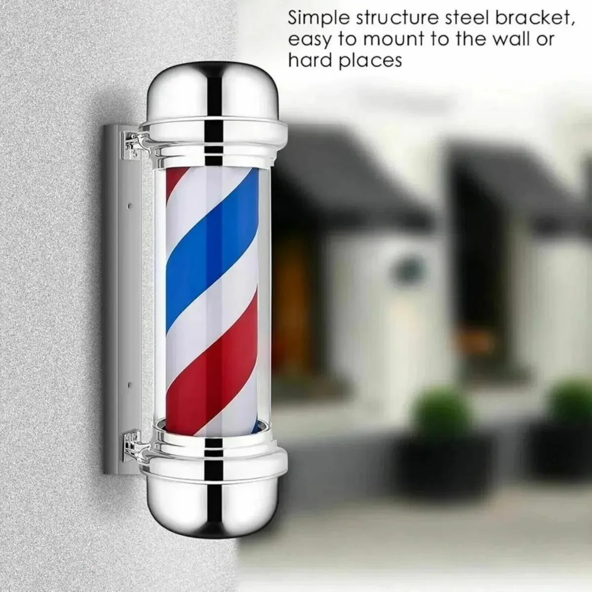 Barber Pole Sign Red Blue White Rotating - Image 1
