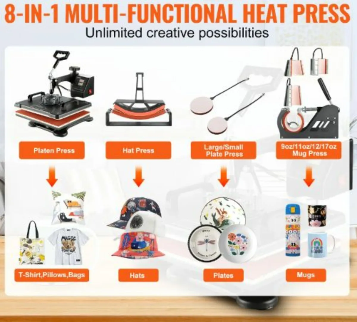 Heat Press 8in1 Heat Press Machine 38x30cm T-shirt - Image 2