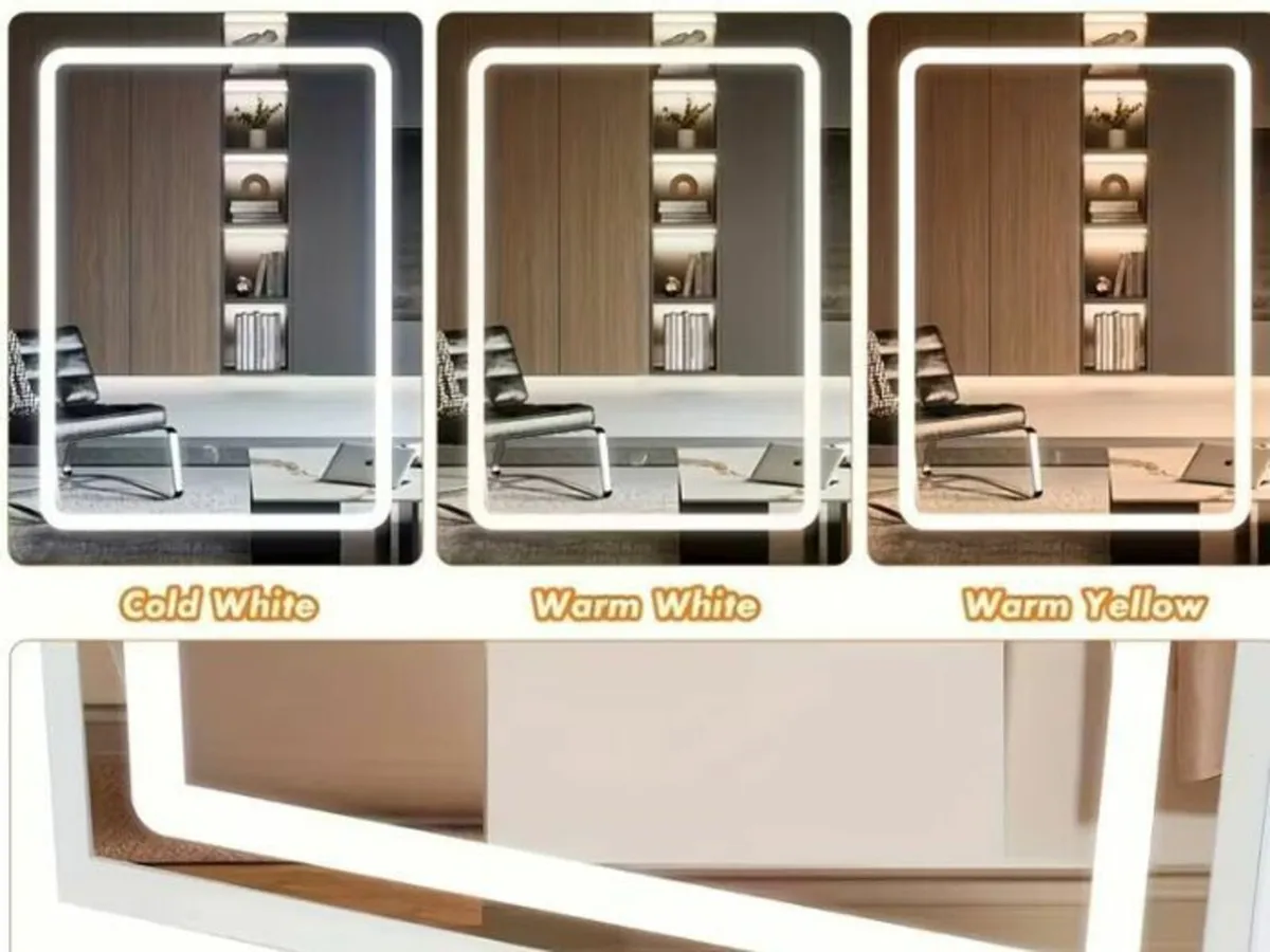 Dressing table & stool white LED vanity desk - Image 2