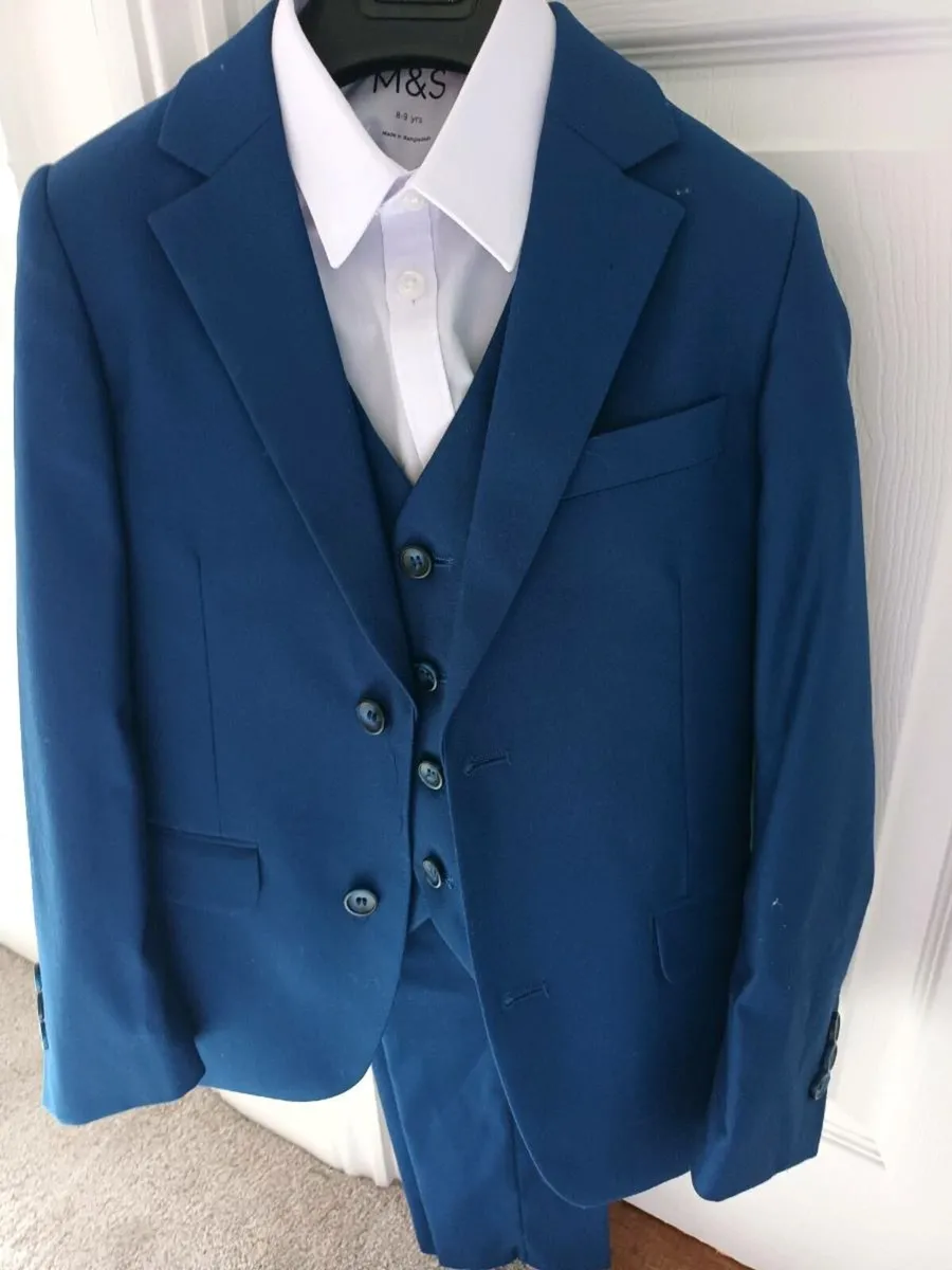 Slim fit navy/blue boys suit. - Image 2