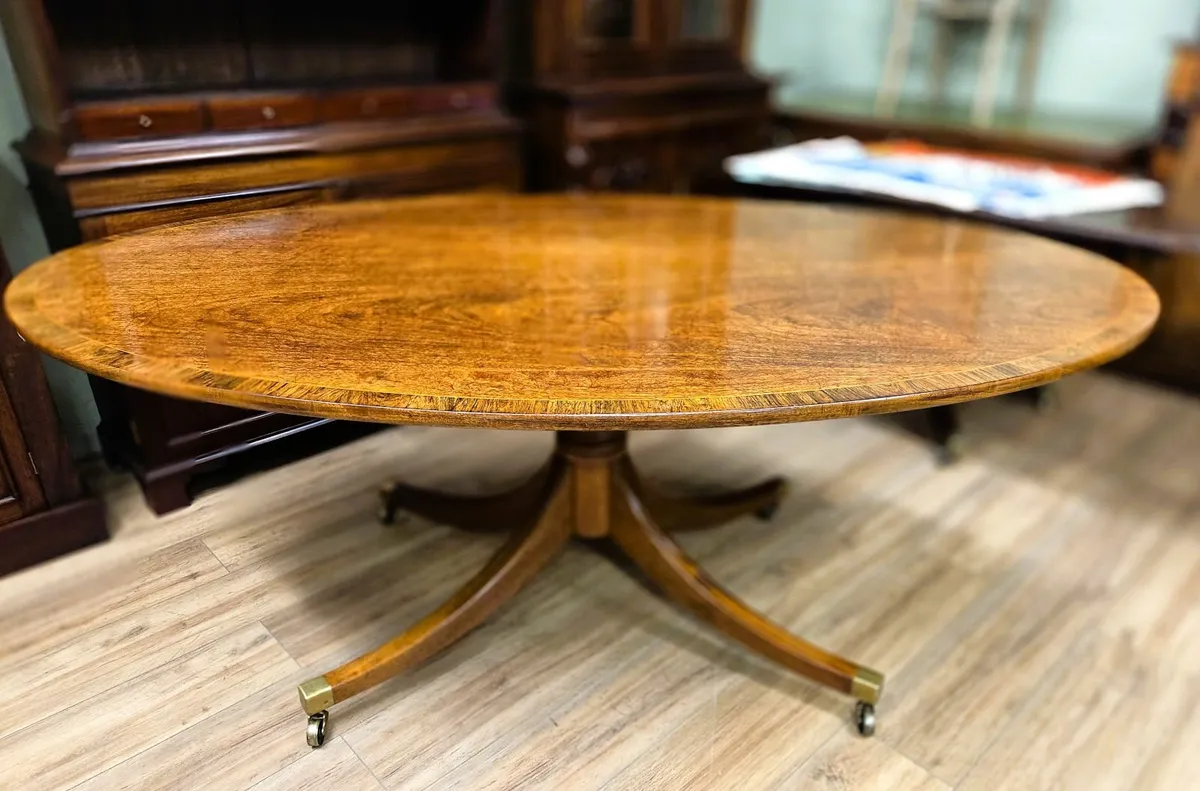 Large Vintage Oval Walnut Table - Image 1