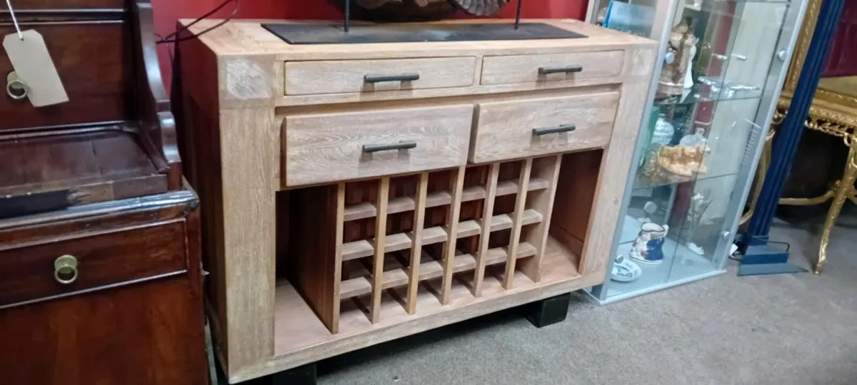Bleached Wood Sideboard With Wine Rack