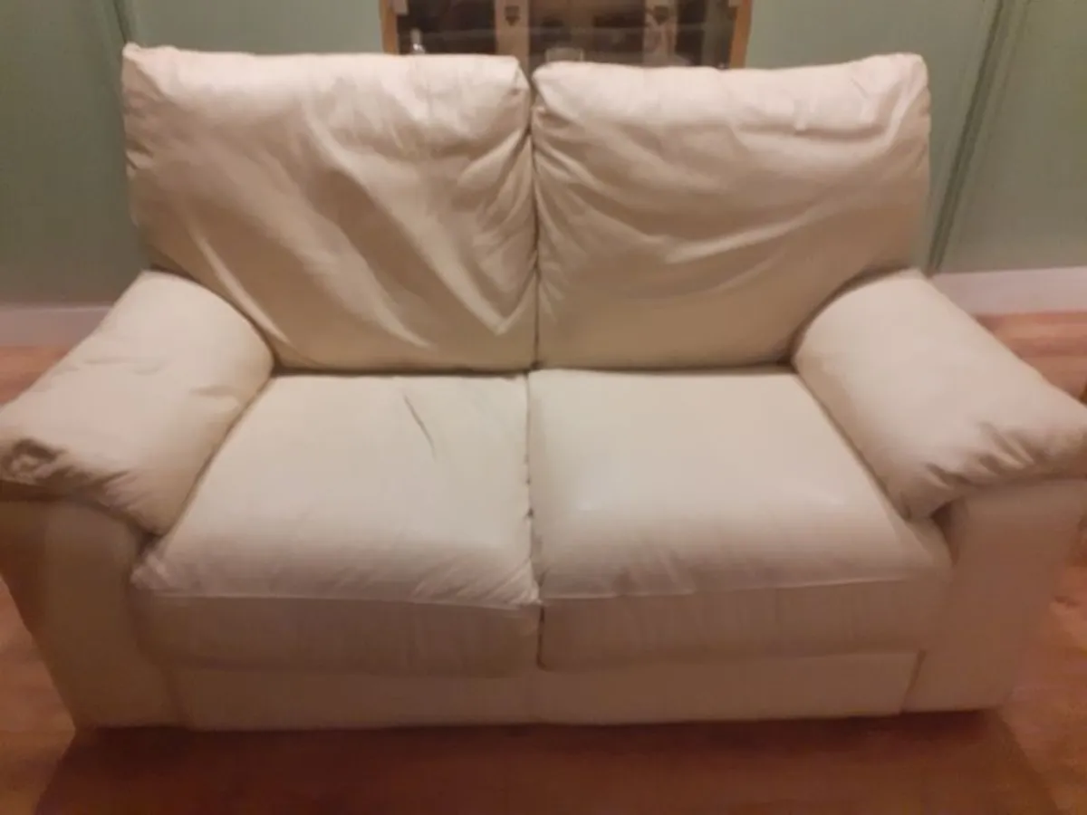 2 seater cream leather Sofa