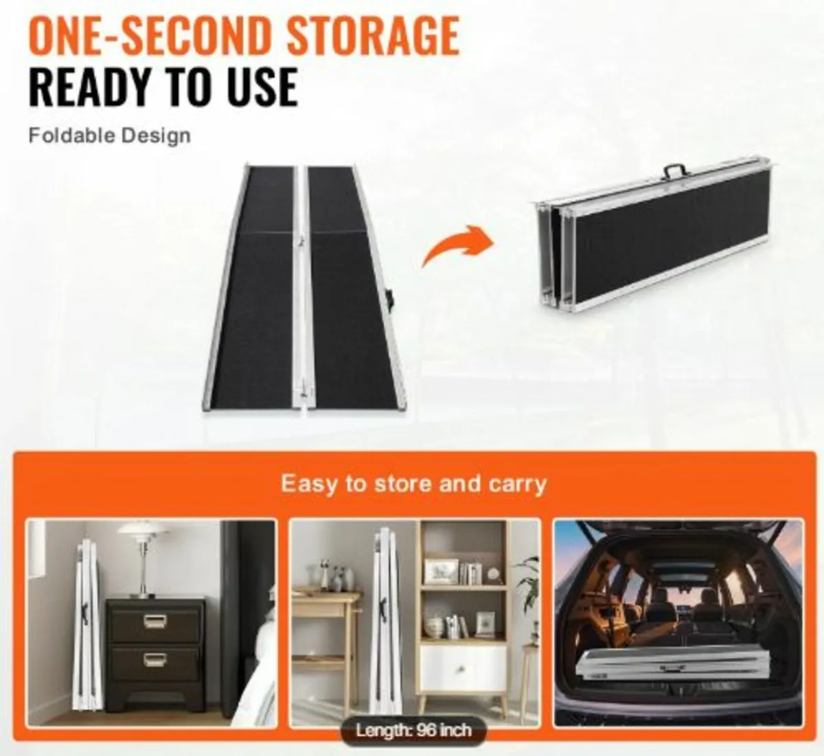 Portable Wheelchair Ramp, 243.8 cm 363 kg Capacity - Image 2