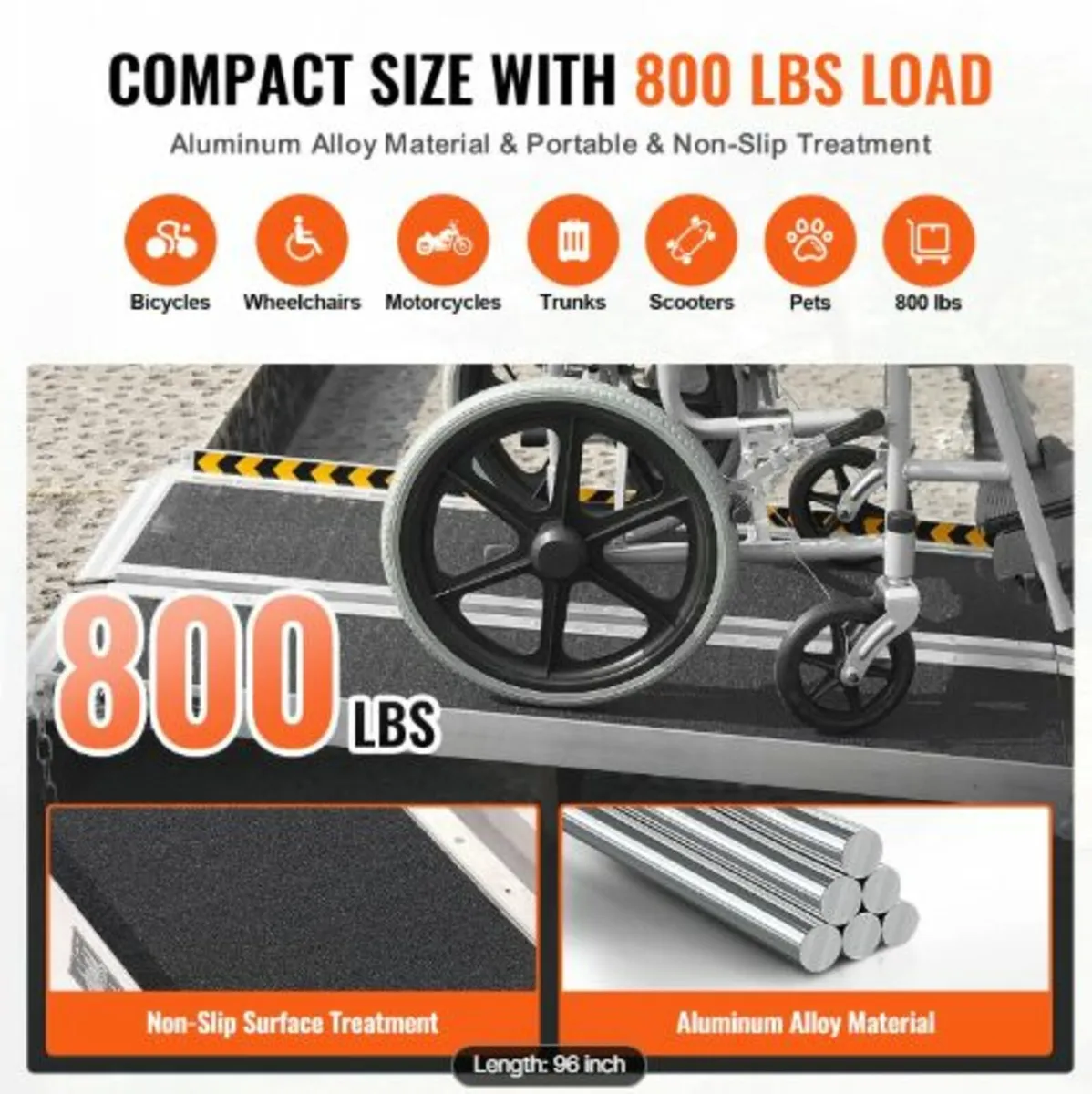 Portable Wheelchair Ramp, 243.8 cm 363 kg Capacity - Image 3