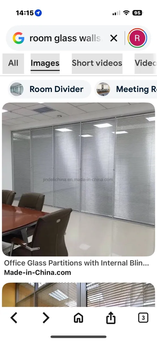 Glass office room divider with timber oak door and - Image 1