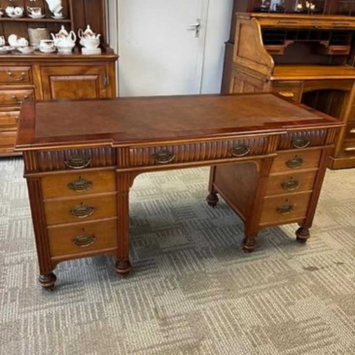 19th Century walnut pedestal desk