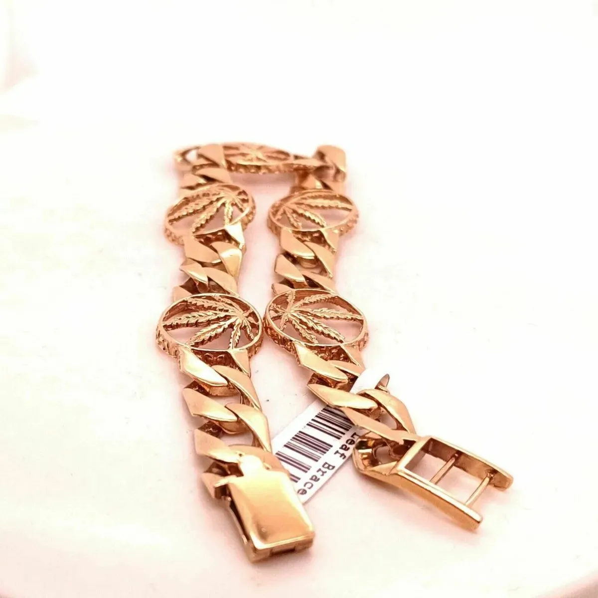 9k Gold Cannabis Leaf Bracelet - Image 4