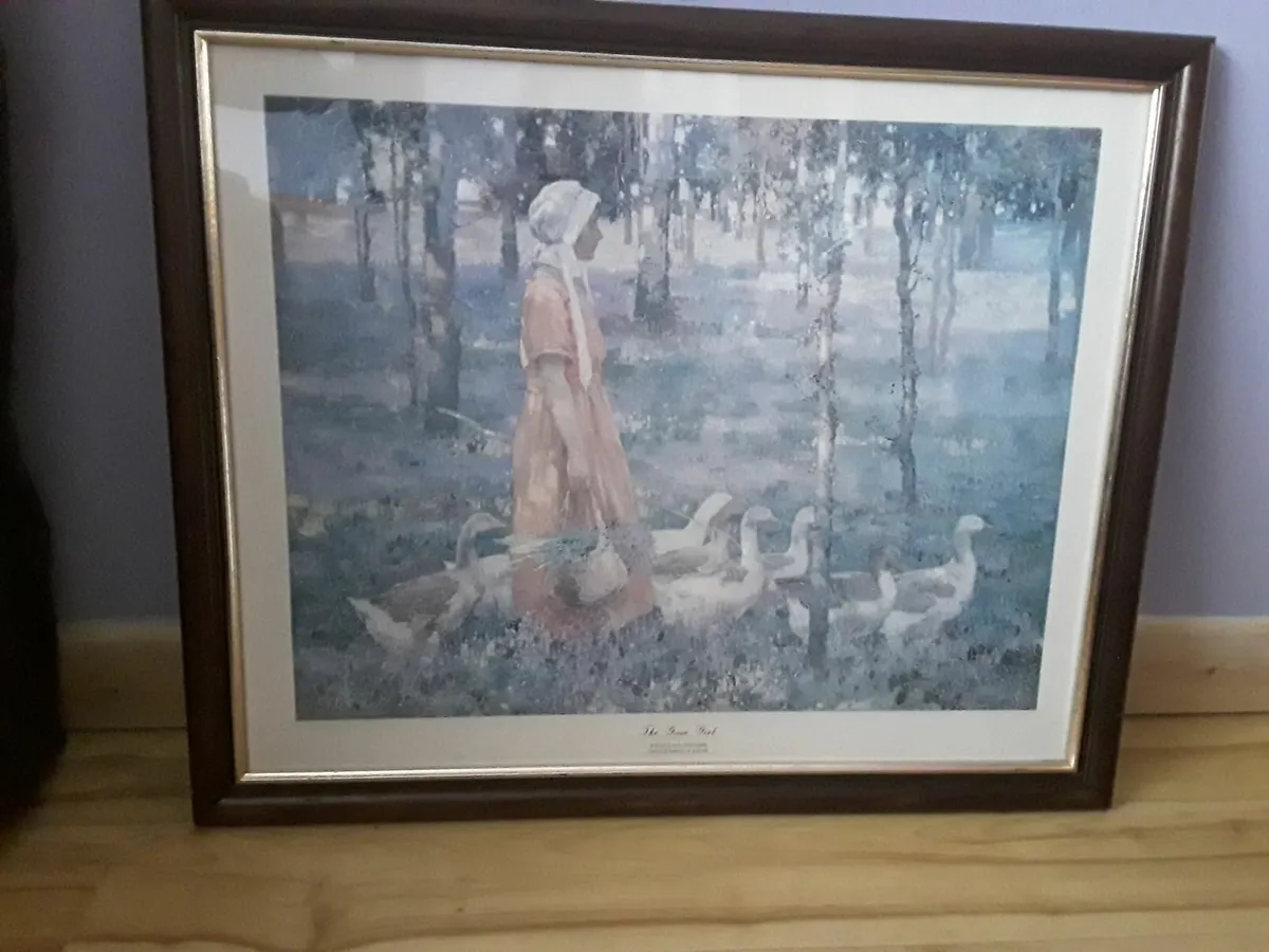 Lovely picture titled the Goose Girl - Image 3