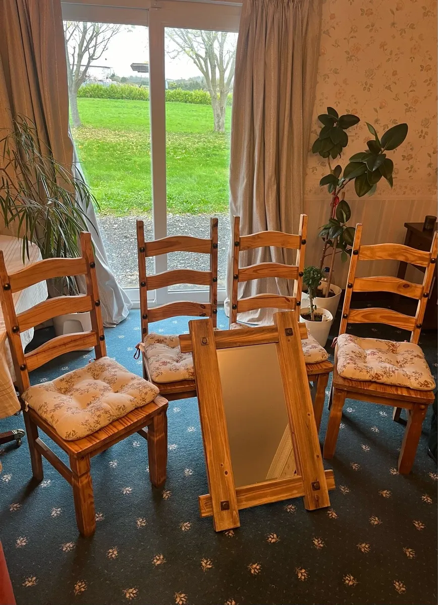 Stunning Solid Wood Chairs + Matching Mirror - Image 2