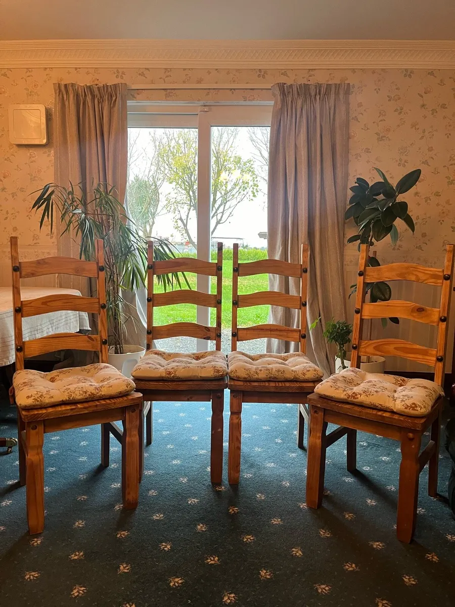 Stunning Solid Wood Chairs + Matching Mirror - Image 3