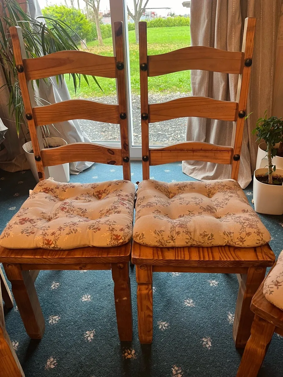 Stunning Solid Wood Chairs + Matching Mirror - Image 4