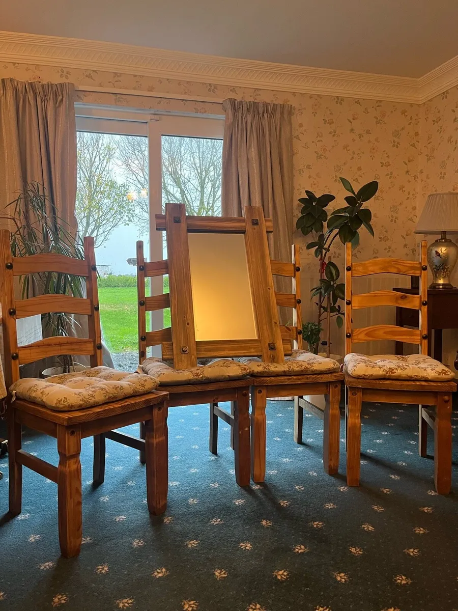 Stunning Solid Wood Chairs + Matching Mirror - Image 1
