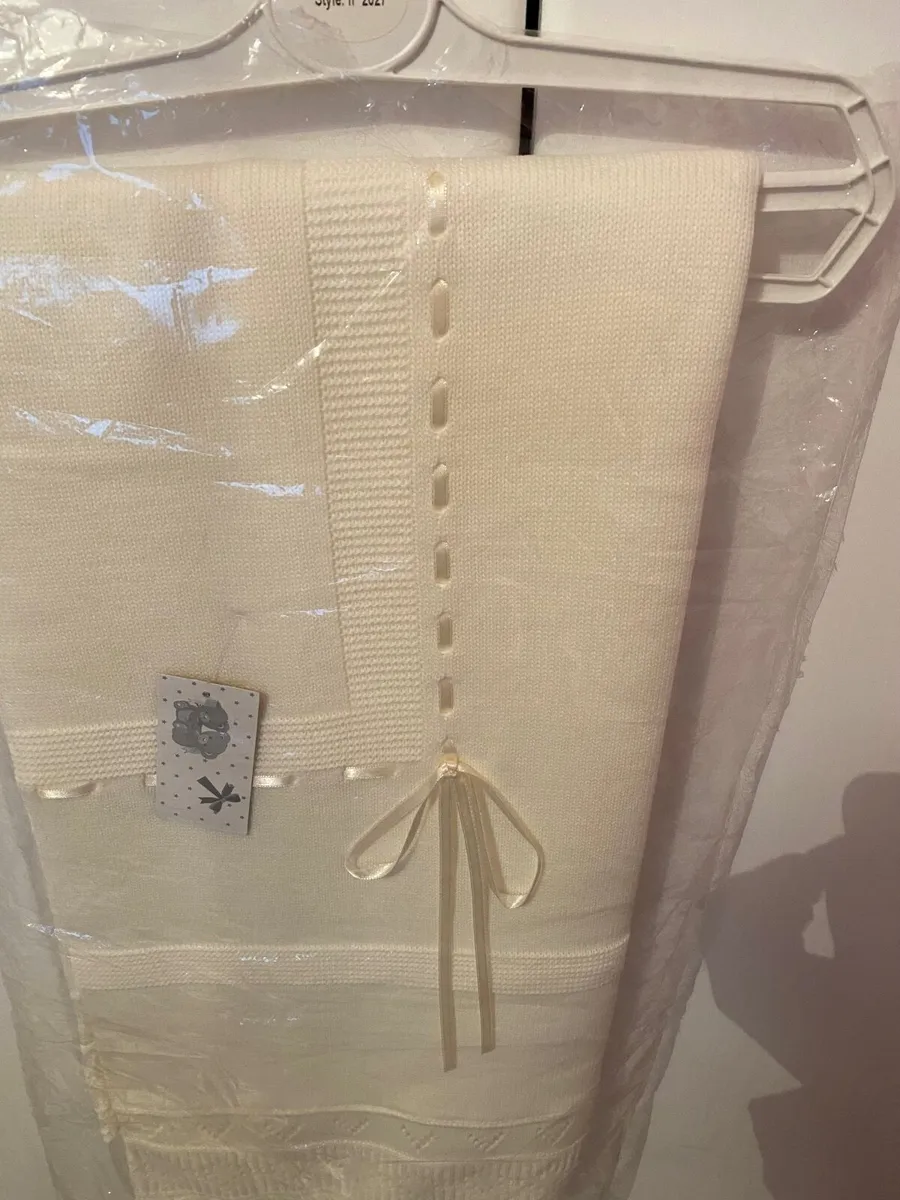Ivory Christening Shawl - Image 1