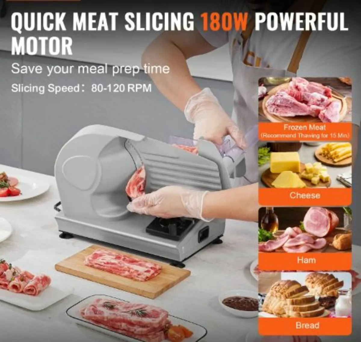 Meat Slicer, 180W Electric Deli Food Slicer - Image 2
