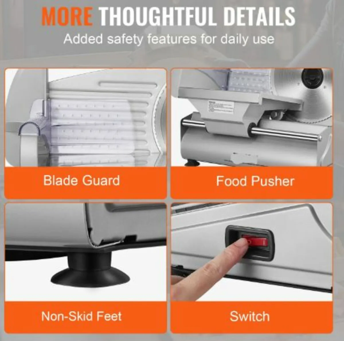 Meat Slicer, 180W Electric Deli Food Slicer - Image 4