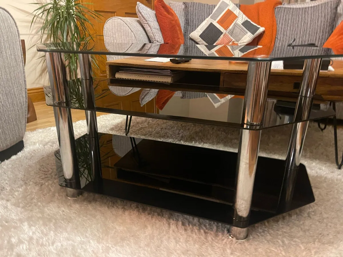 Black Glass TV Stand - Image 2