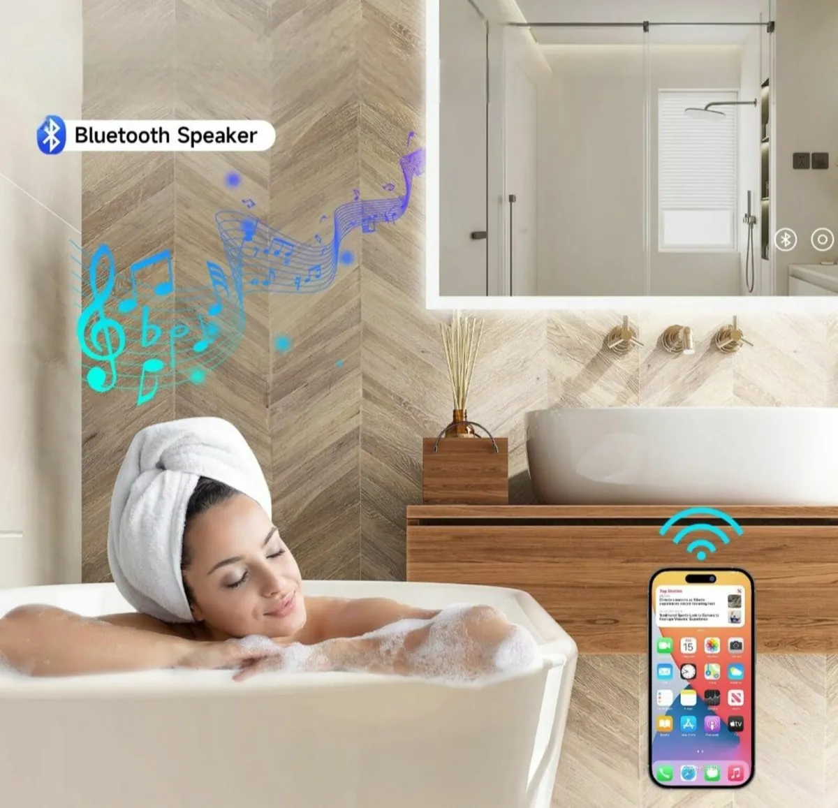 LED Bathroom Mirror Antifog Bluetooth - Image 4