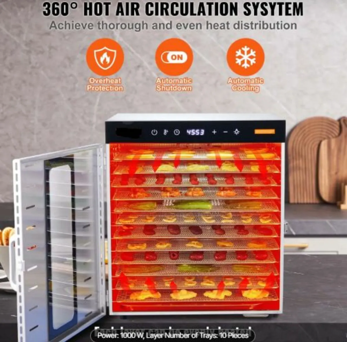 10 Trays Food Dehydrator Machine Stainless Steel - Image 4