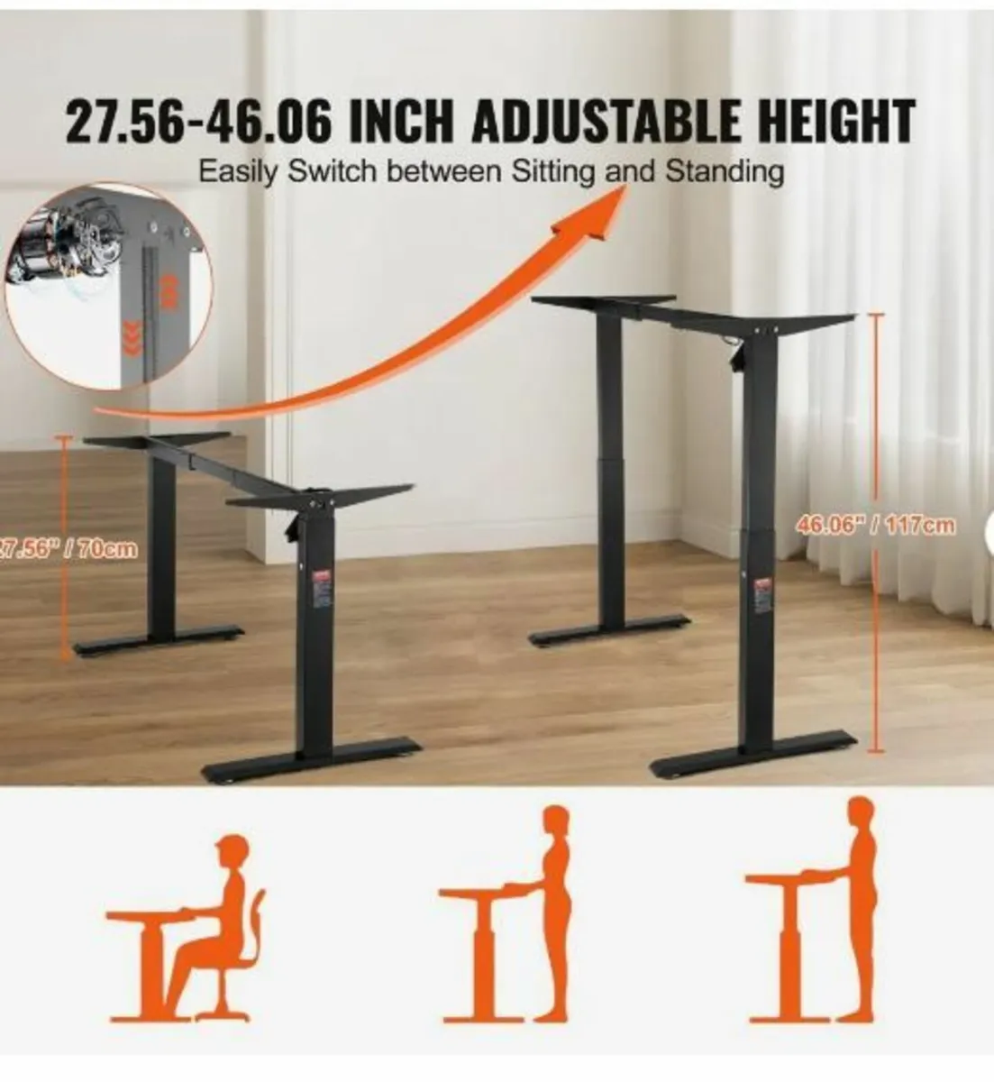 Electric Standing Desk Frame Adjustable 70-117 cm - Image 3