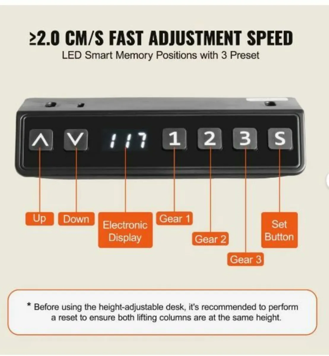 Electric Standing Desk Frame Adjustable 70-117 cm - Image 4