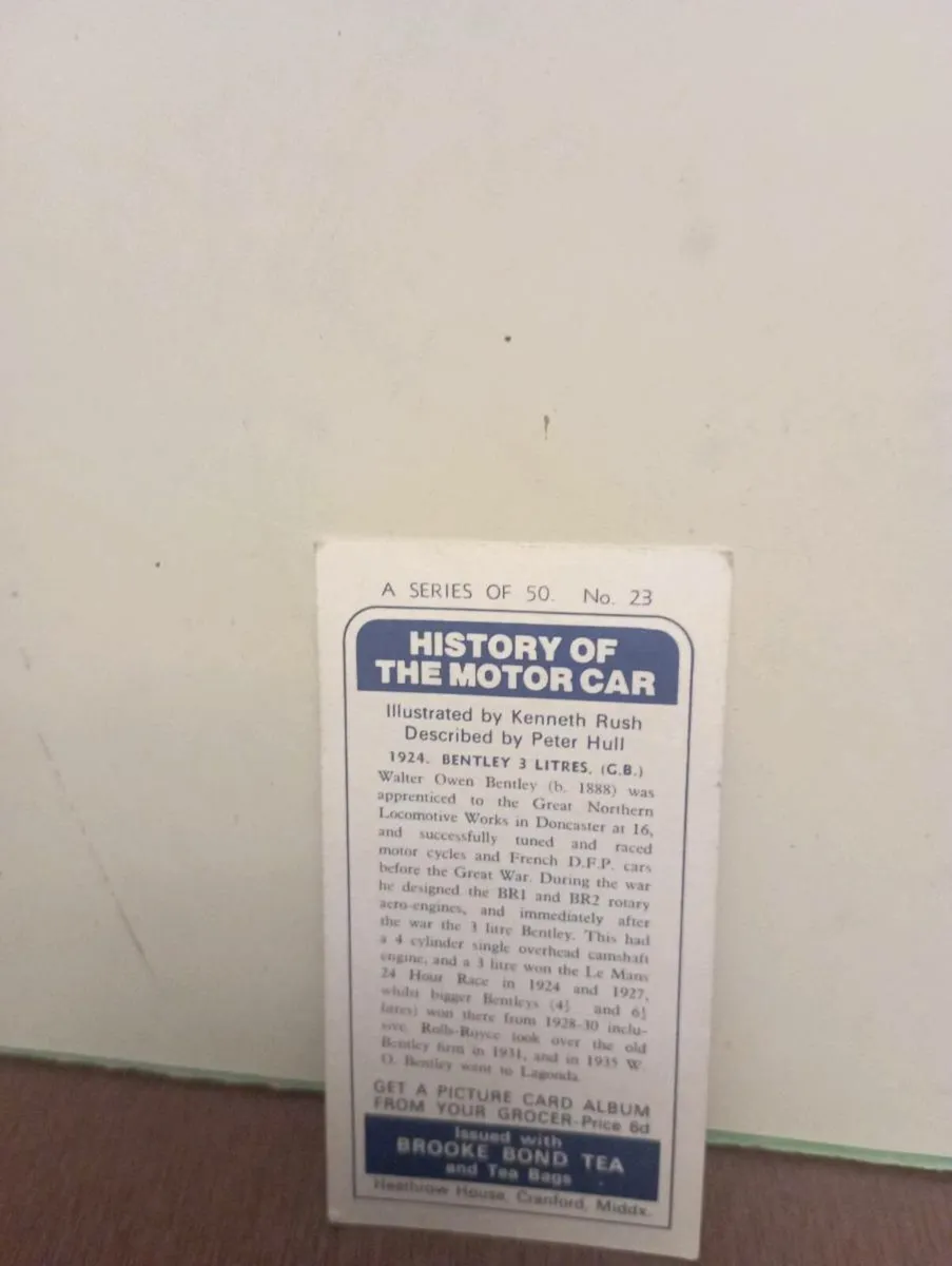 TRADING CARD HISTORY OF THE THE 1924 BENTLEY. - Image 3