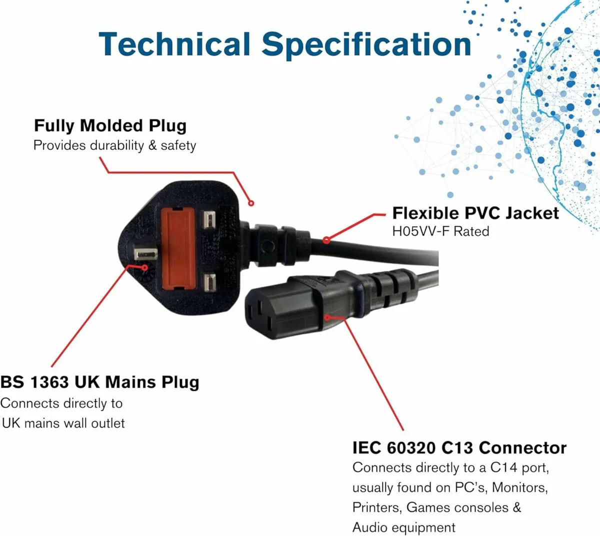 Power cable, Power cord. 1.8, 2.5m (New) - Image 1