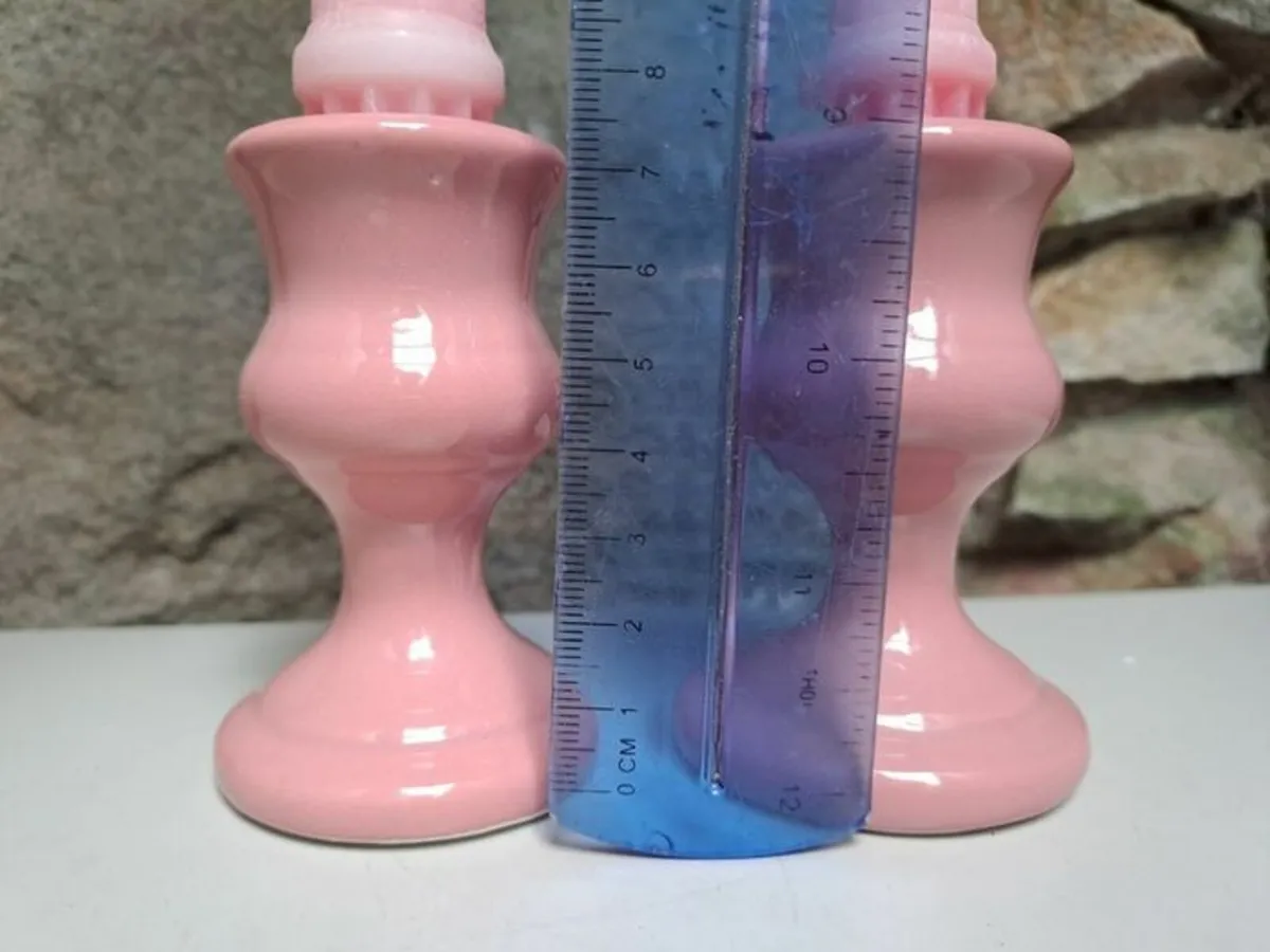Pink colonial candle holders - Image 4