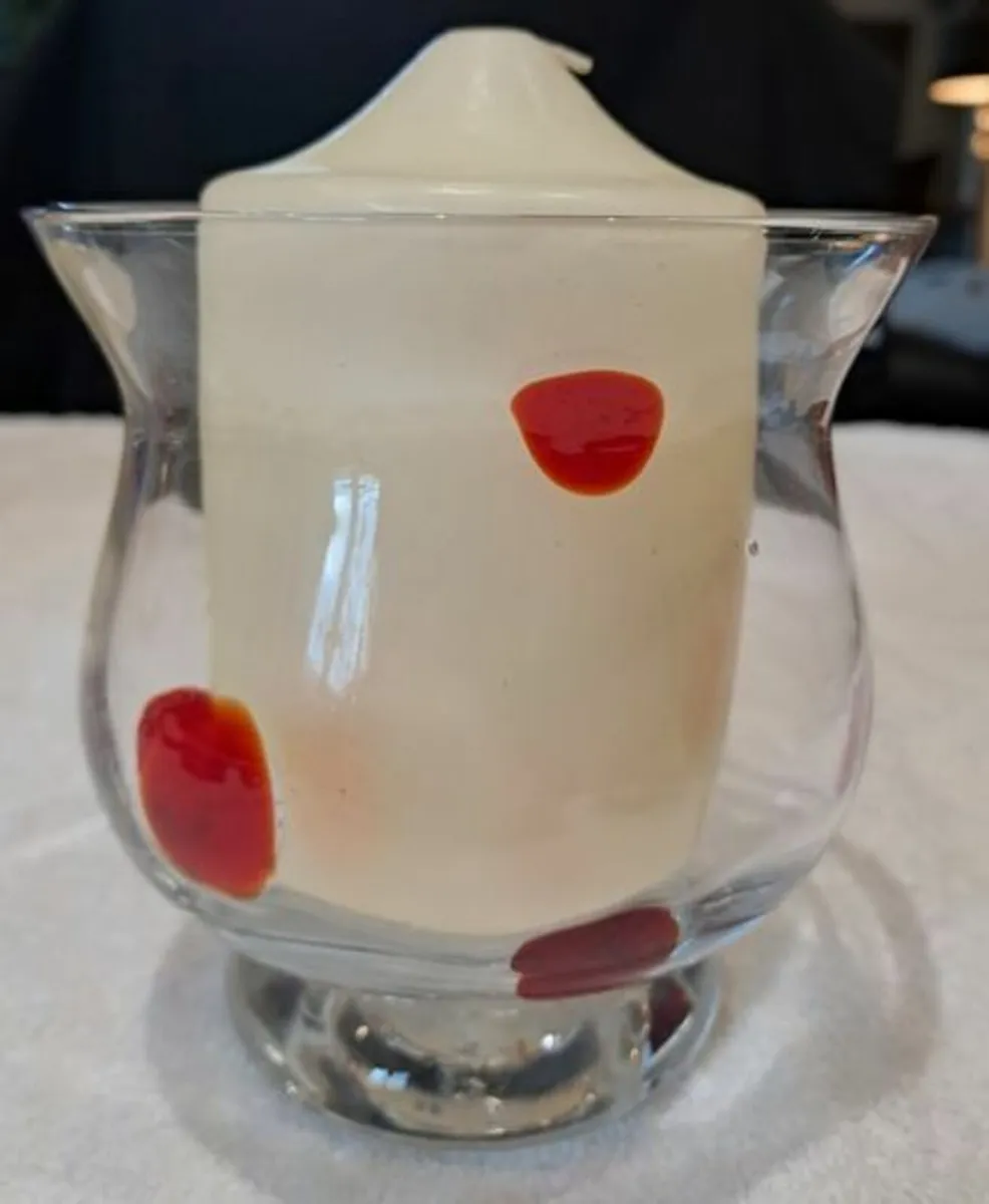 Vintage glass vase polka dot - Image 1