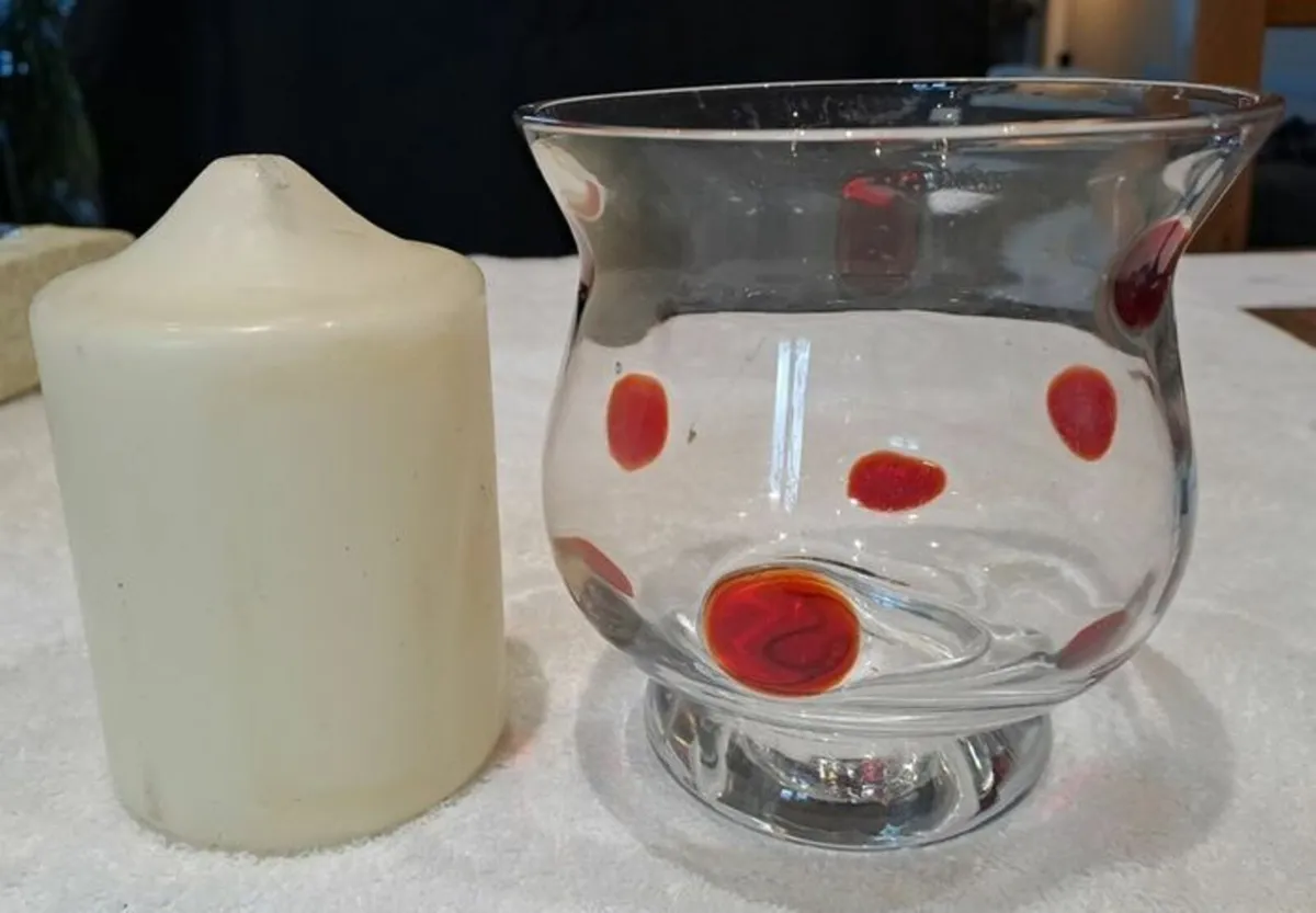 Vintage glass vase polka dot - Image 2