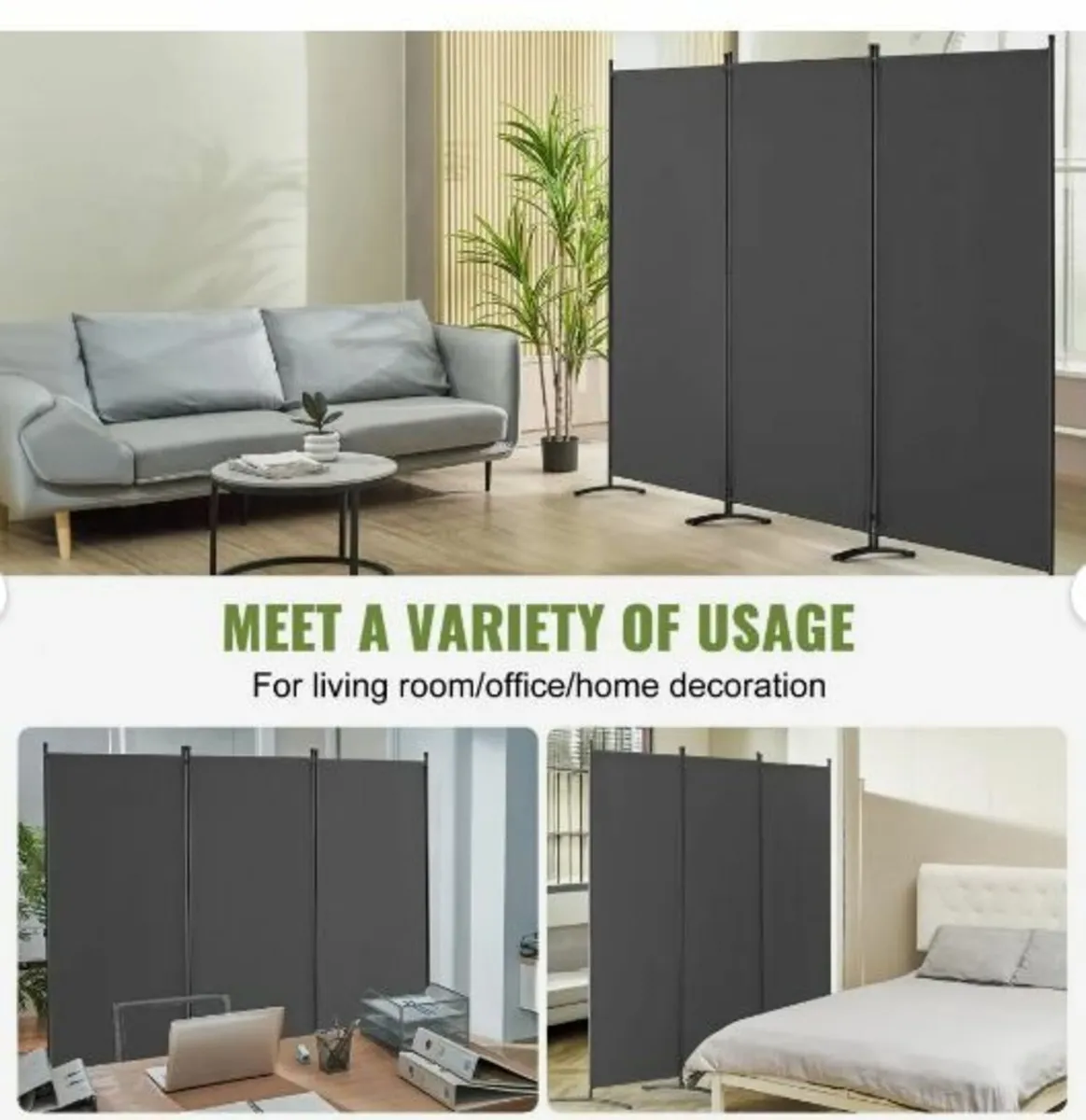 Room Divider, 3 Panel Room Dividers and Folding - Image 2