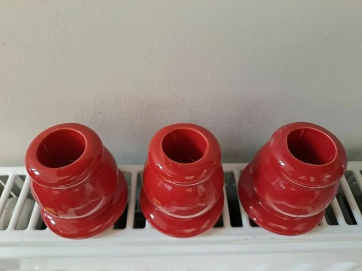 3 red Candle holders - Image 2