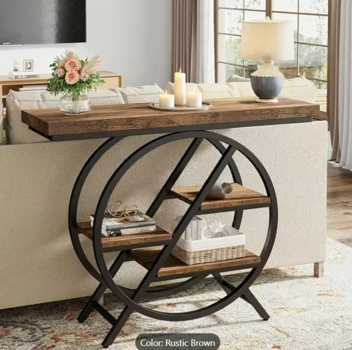 Console Table Round with Geometric Desig - Image 3