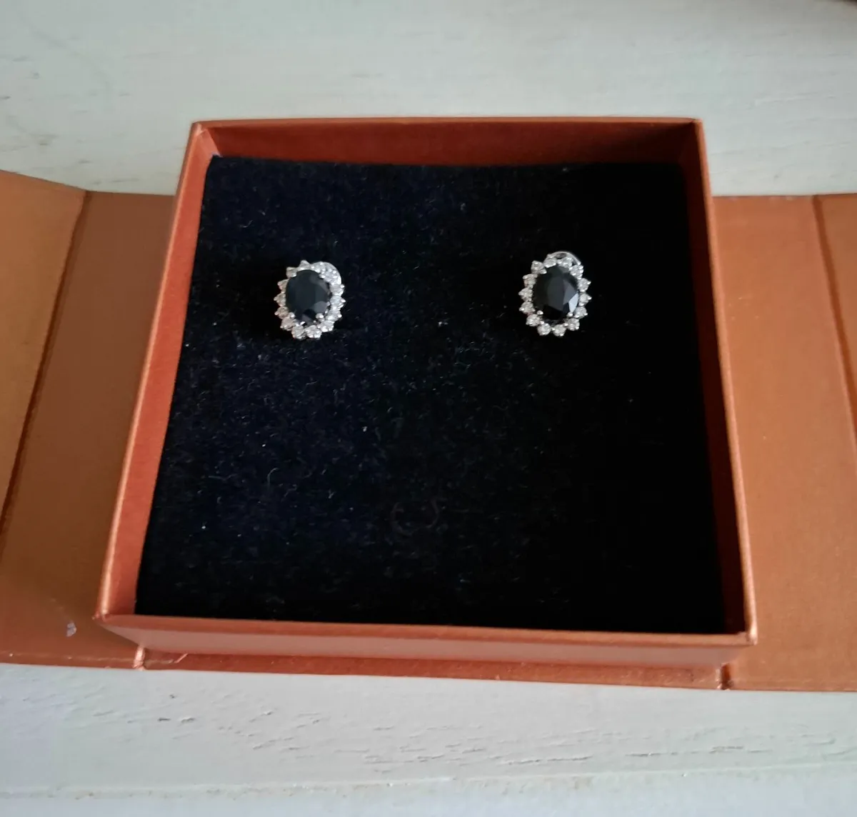 Sapphire and Diamond Cluster Earrings - Image 1