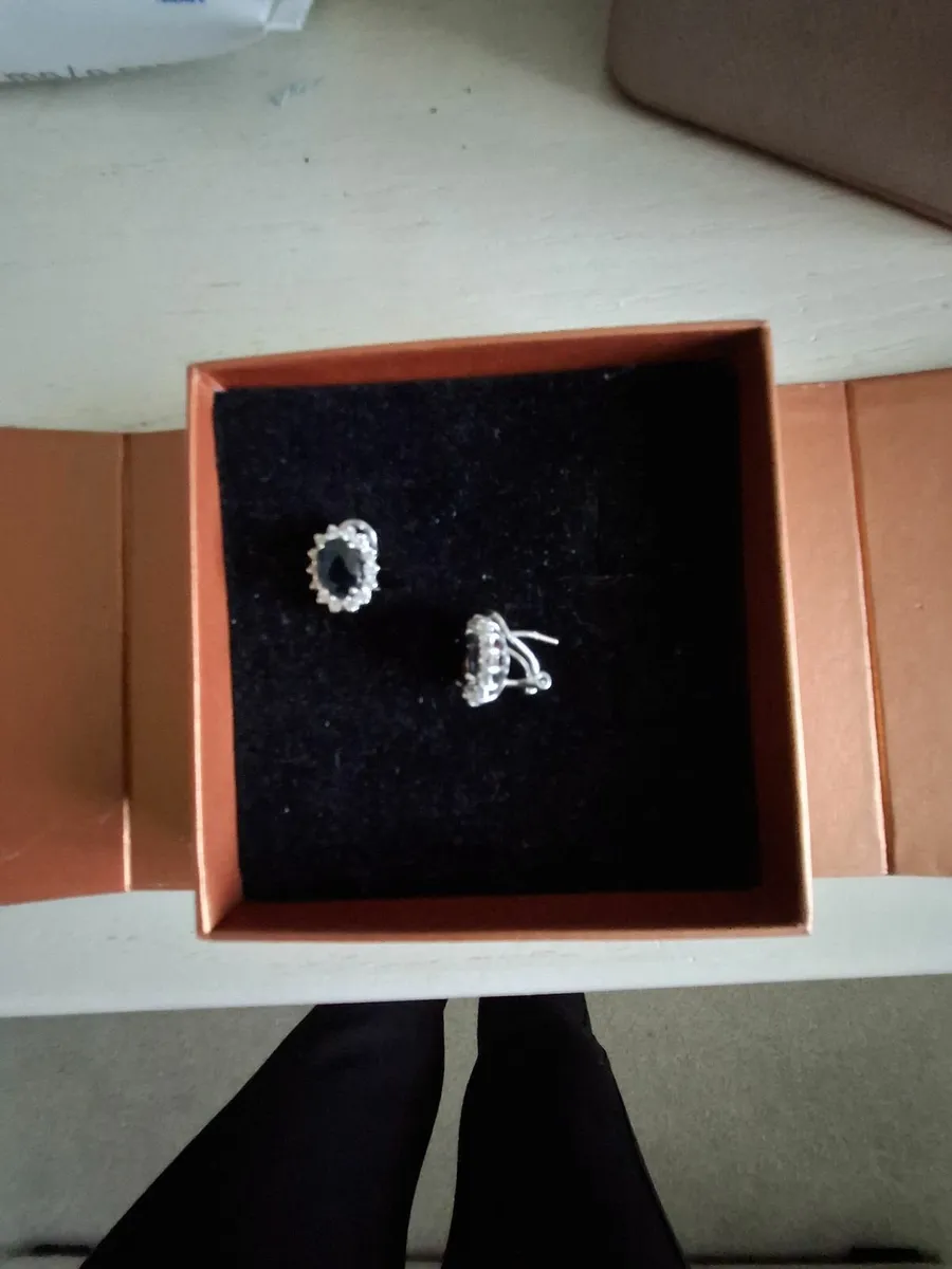 Sapphire and Diamond Cluster Earrings - Image 2