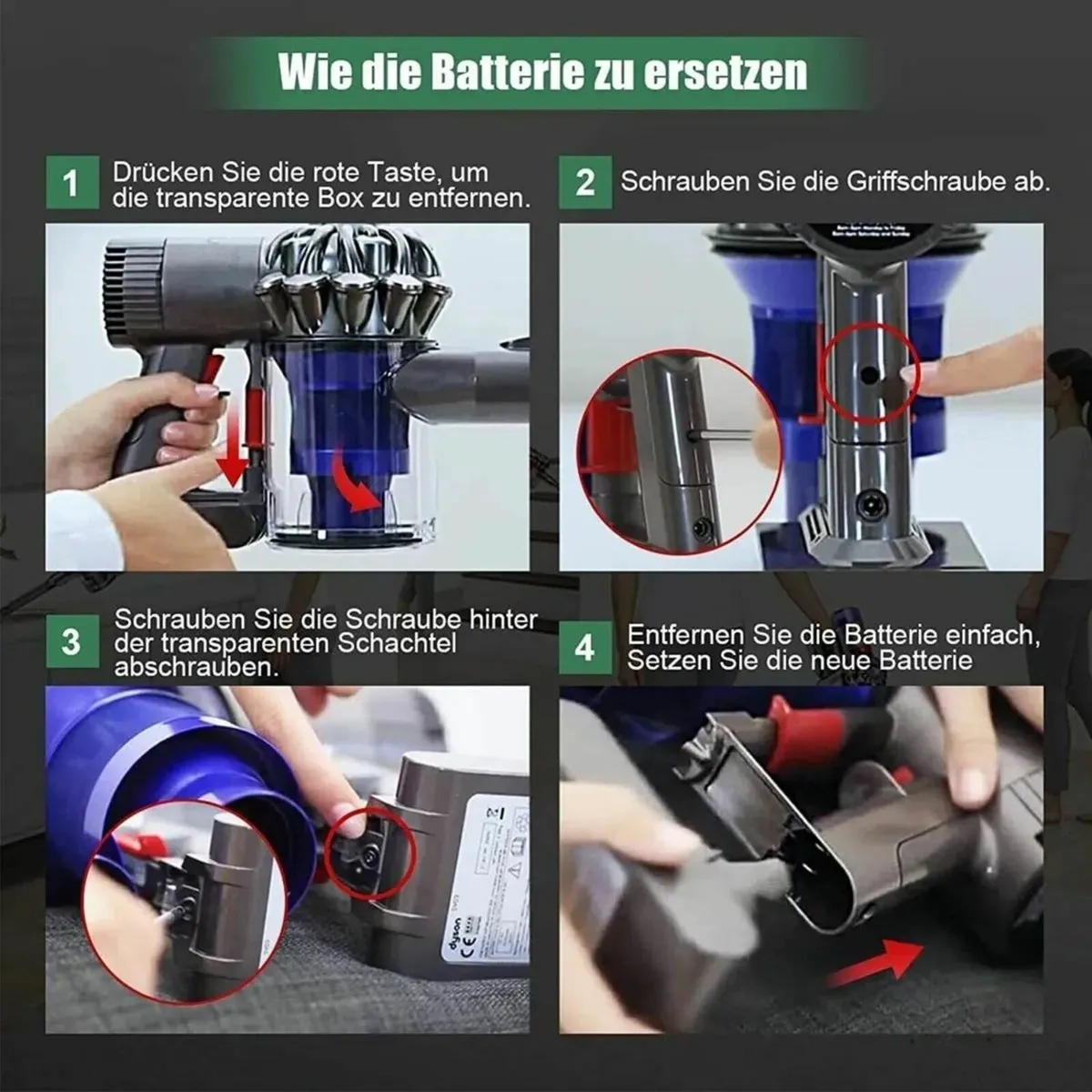 Replacement V6 Battery for Dyson, 21.6V, 6000mAh - Image 3