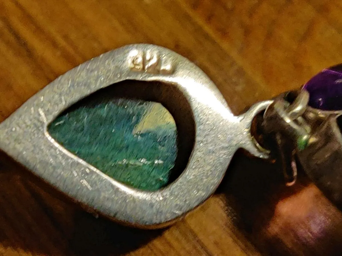 HUGE GREEN TOURMALINE, 925 Silver CHUNKY Necklace - Image 4