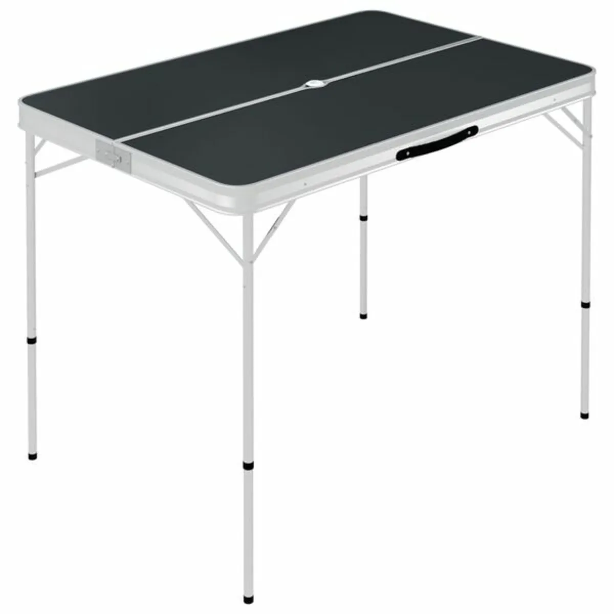 Folding Camping Table with 2 Benches Aluminium Gre - Image 2