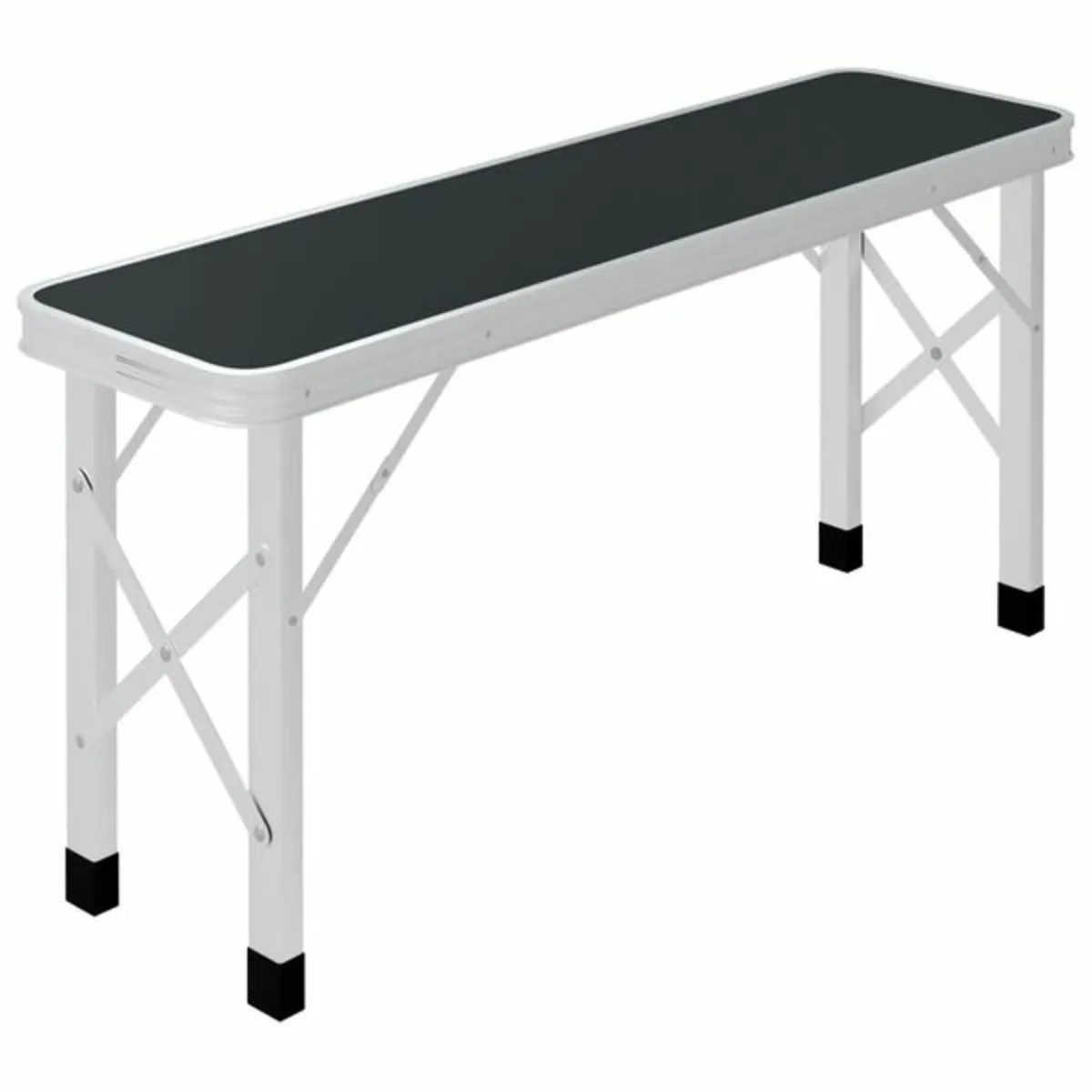 Folding Camping Table with 2 Benches Aluminium Gre - Image 3