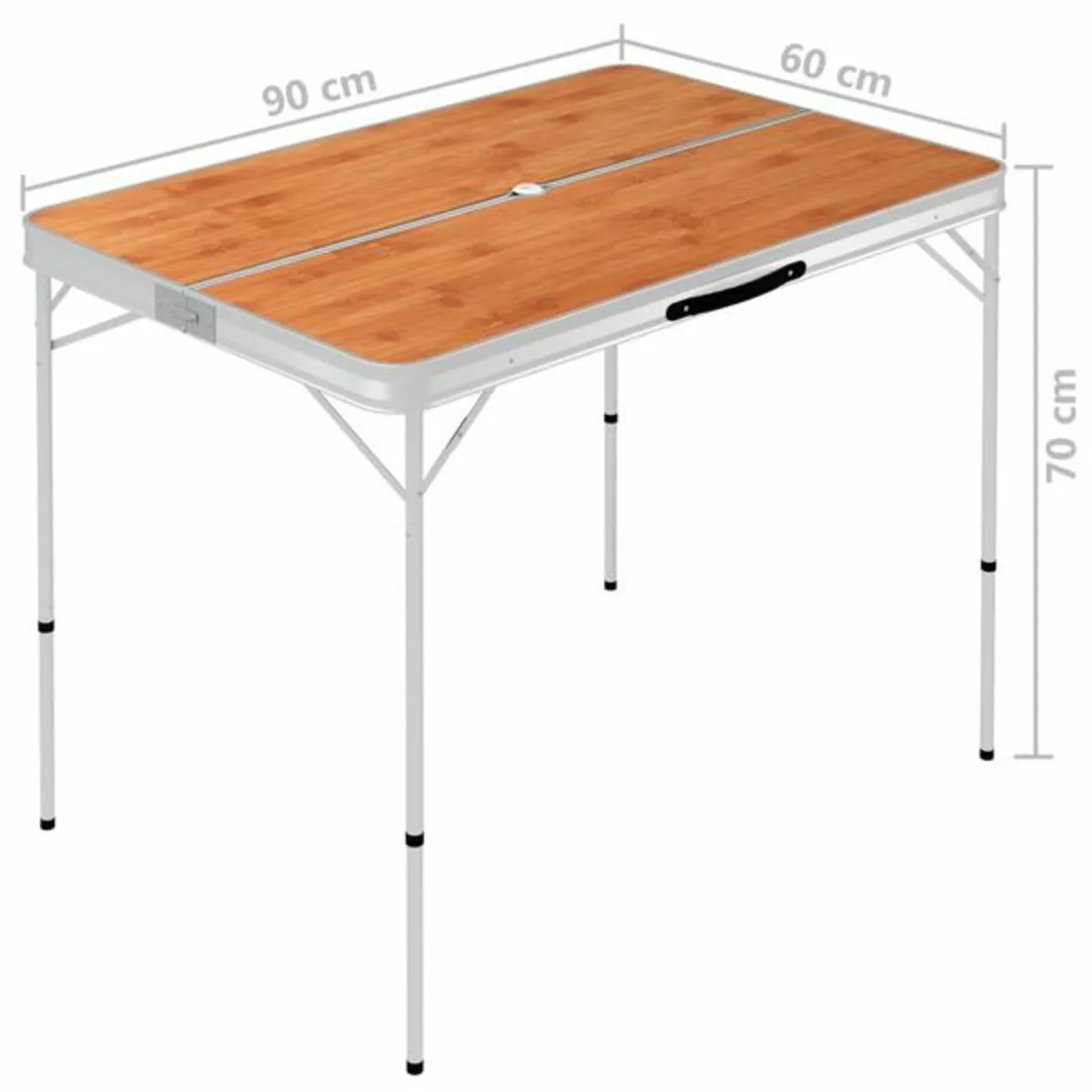 Folding Camping Table with 2 Benches Aluminium Bro - Image 3
