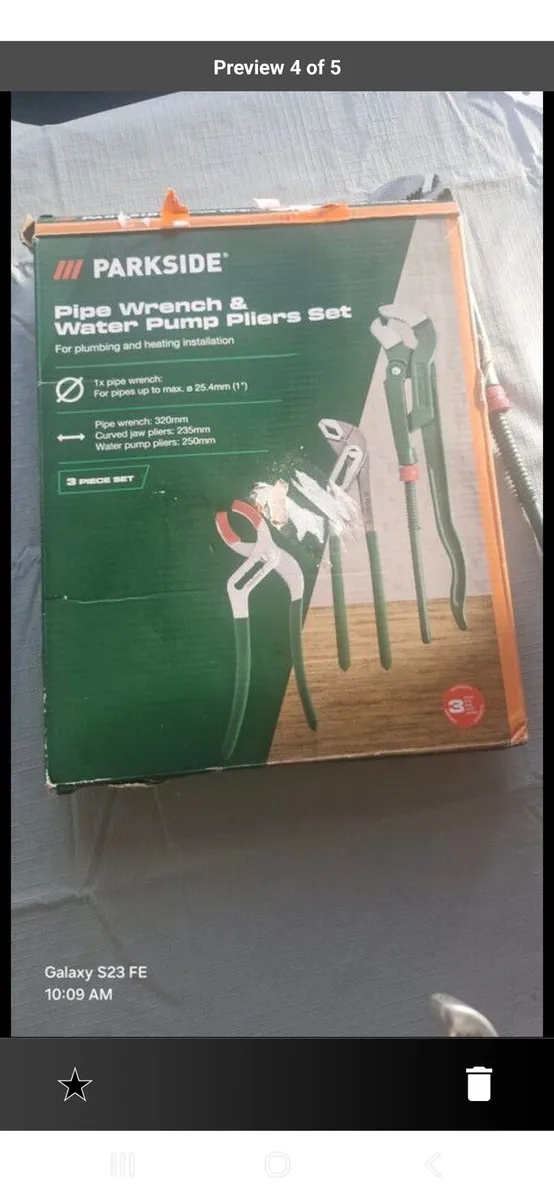 Parkside plumbing pliers set 3 piece unused - Image 2