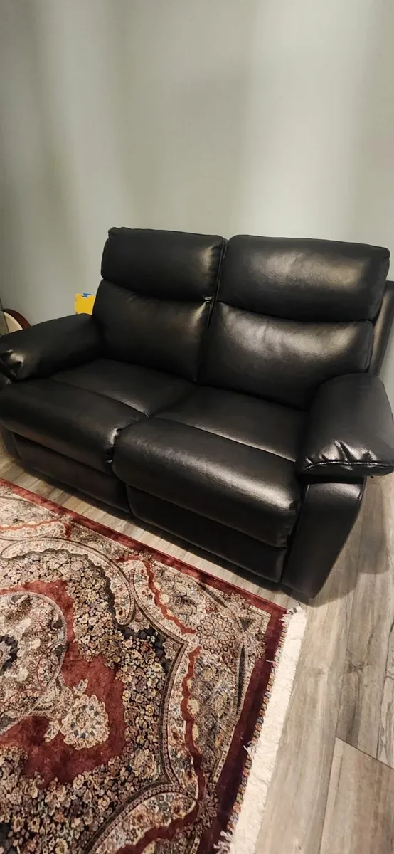 Black Leather Reclining Couches - Image 1