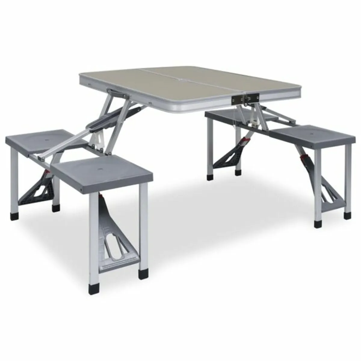 Folding Camping Table with 4 Seats Steel Aluminium - Image 1