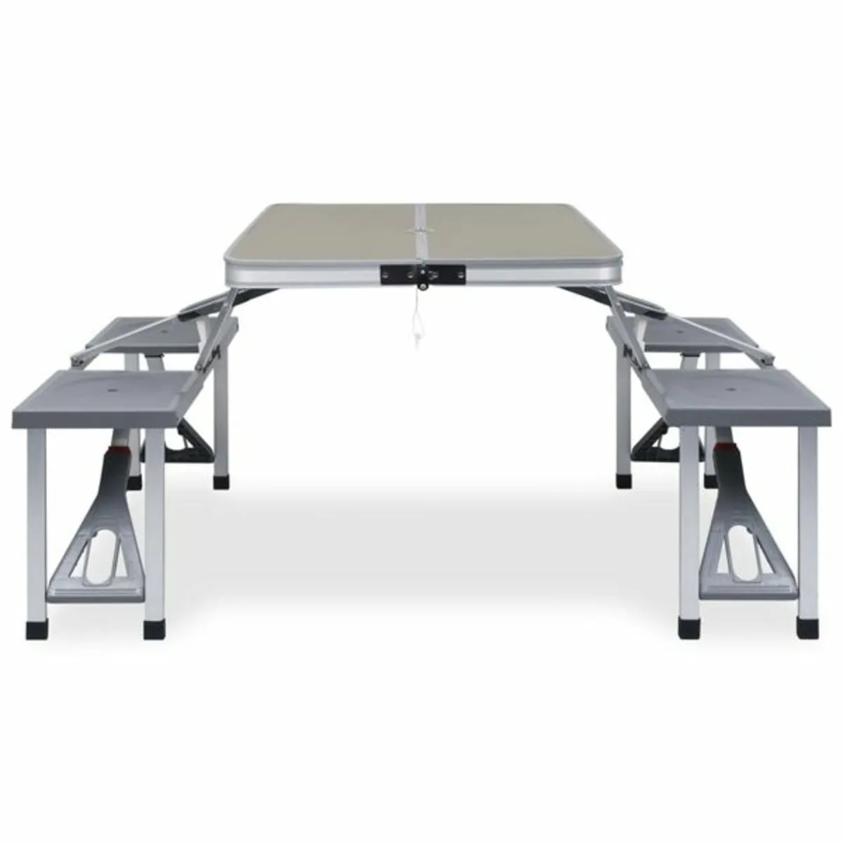 Folding Camping Table with 4 Seats Steel Aluminium - Image 2