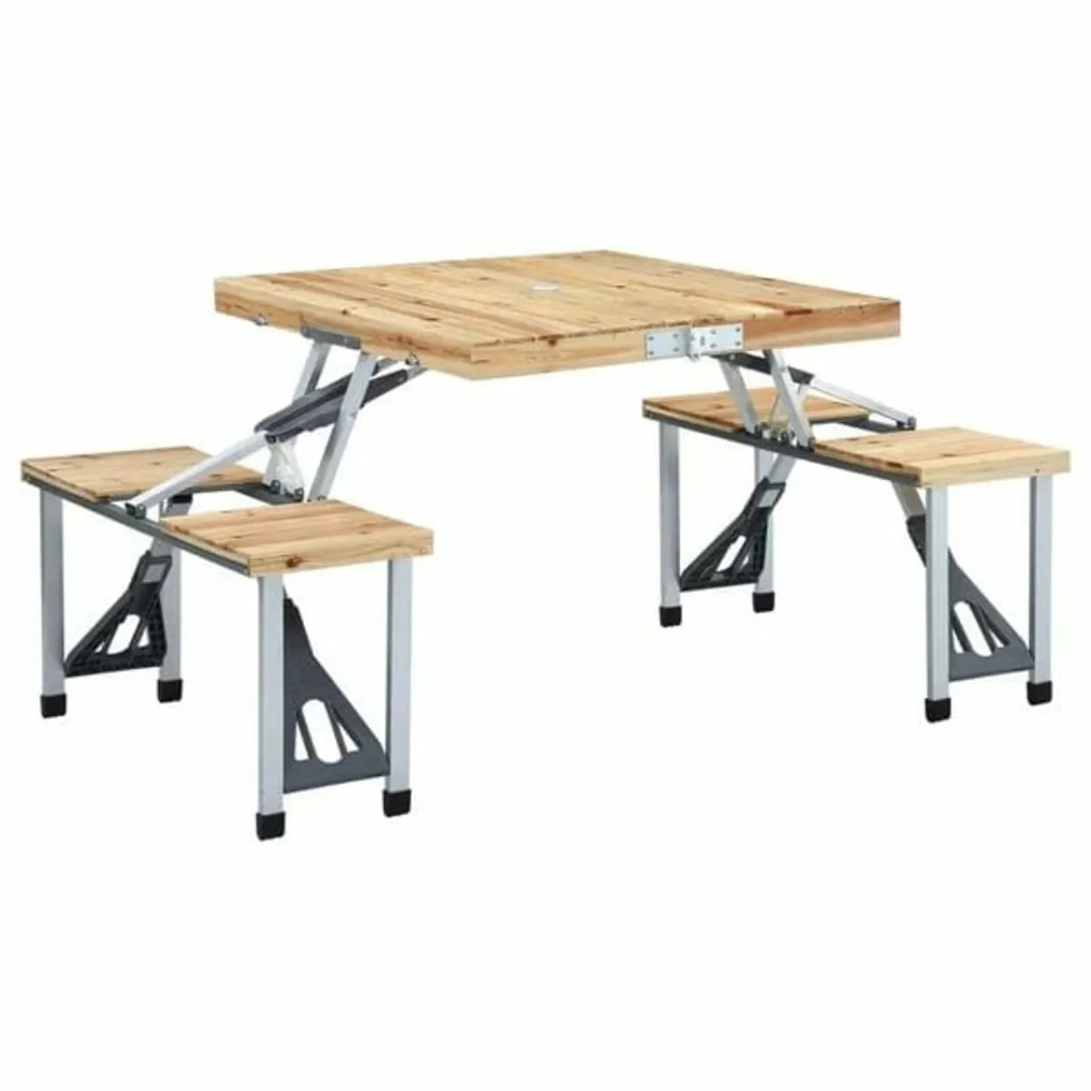 Folding Camping Table with 4 Seats Steel Aluminium - Image 1