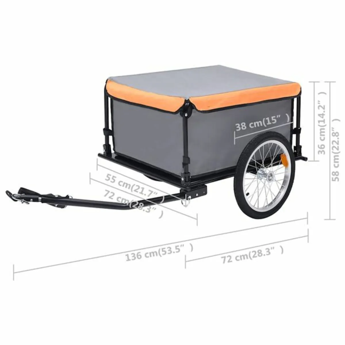 Bike Trailer Grey and Orange 65 kg - Image 4