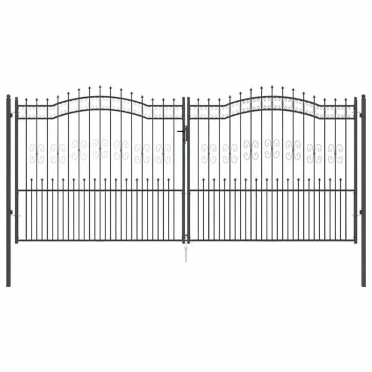 Fence Gate with Spear Top Black 406x175 cm Powder- - Image 1