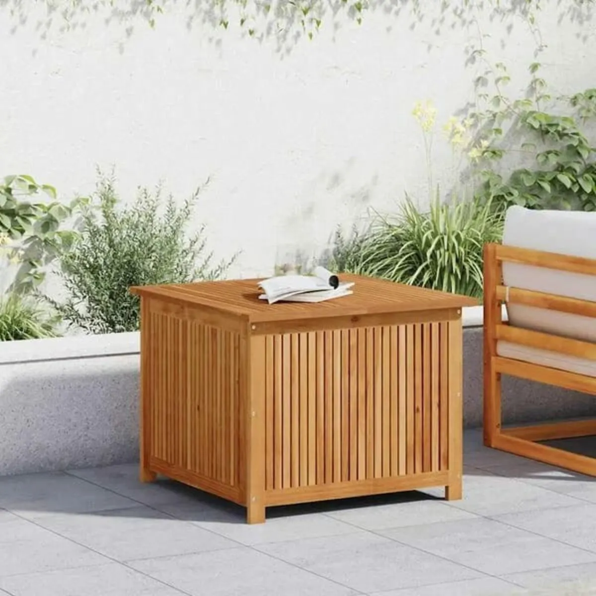 Garden Storage Box 75x75x58 cm Solid Wood Acacia - Image 4